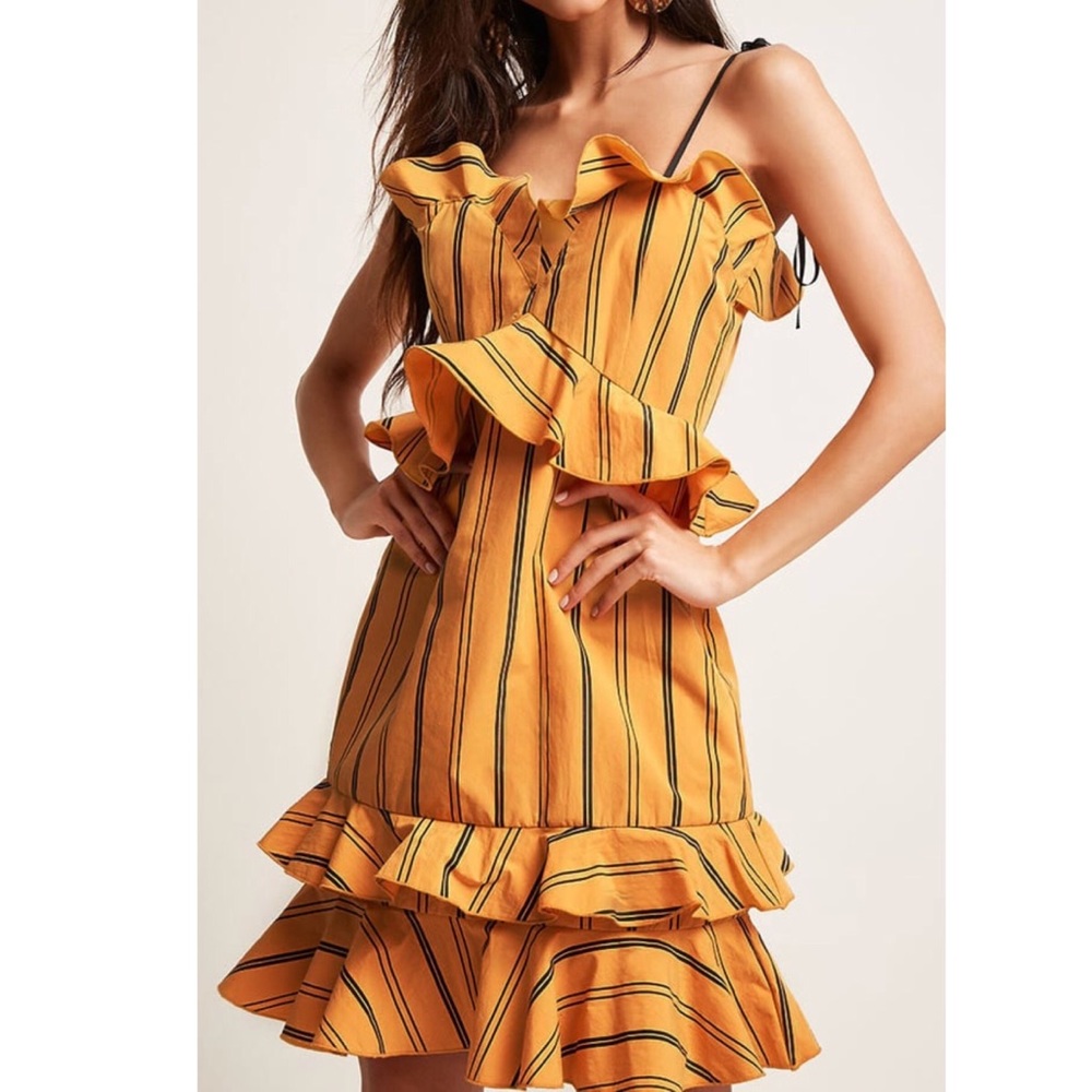 Stripe Sweetheart Ruffle Dress